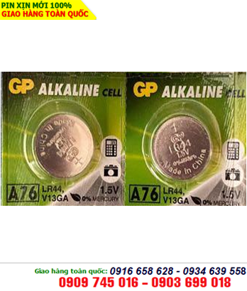 GP A76-LR44; Pin GP A76-LR44 Alkaline 1,5V Chính hãng (Vỉ 5viên)